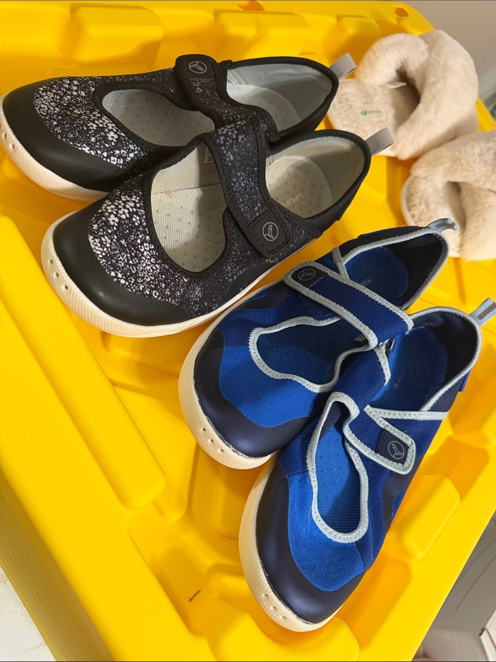 Kids Blue and Black Active Mary Jane Shoes with Hook-and-Loop Strap